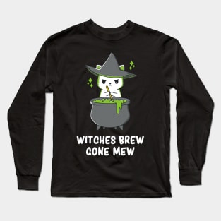 Halloween Kitten Spooky Cute Witch Kawaii Cat Long Sleeve T-Shirt